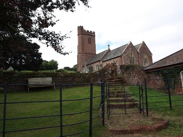 Steps up to St Michael's church, Dunchideock