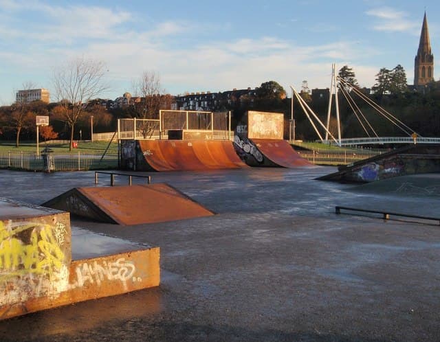 Flowerpot Chill Zone, Exeter with Millers Crossing in background