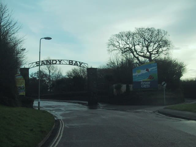 Devon Cliffs Holiday Park entrance at Sandy Bay