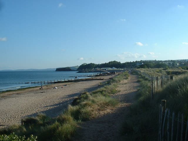 Sandy beach at Dawlish Warren looking south towards Dawlish
